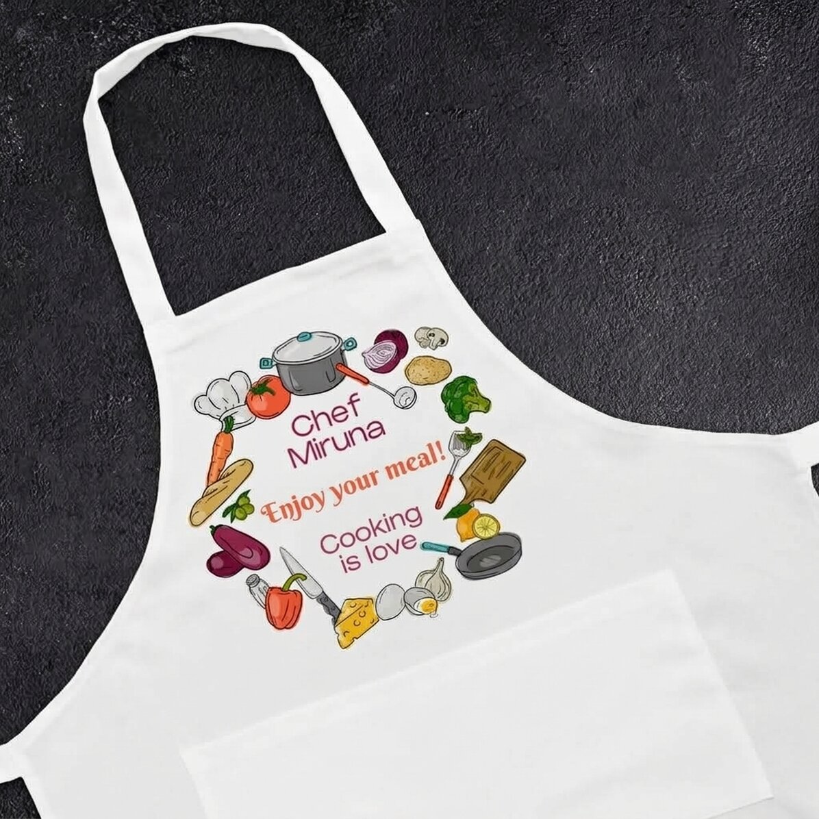 Personalised apron with text - Kitchen tale