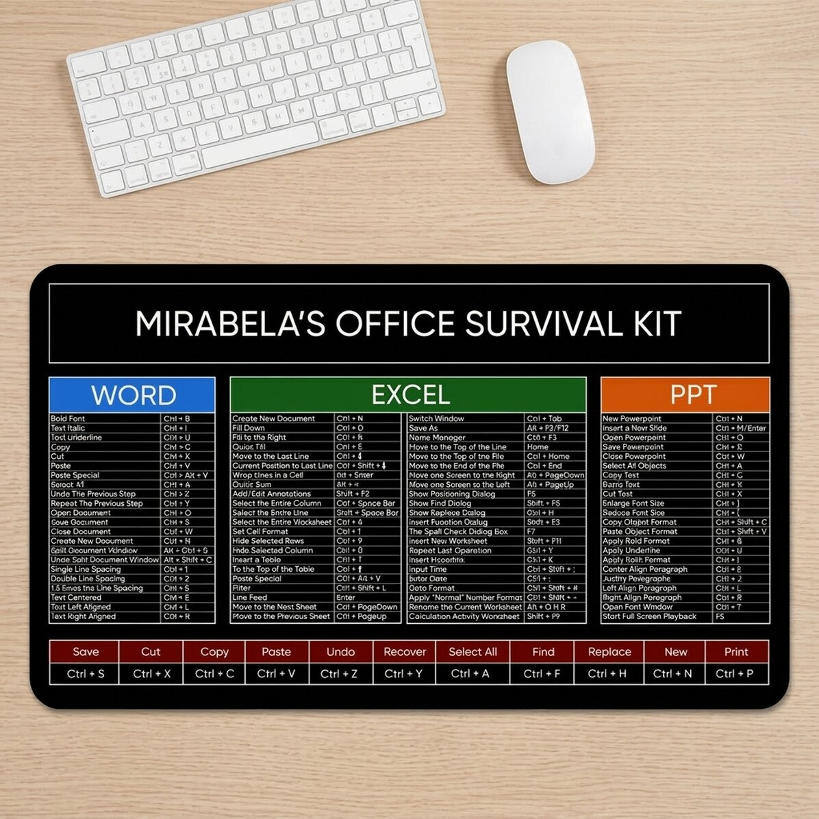 Customised XXL mouse pad with text - Office Survival Kit