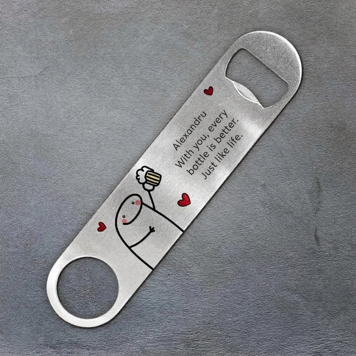 Personalised beer opener with message - Cute Love