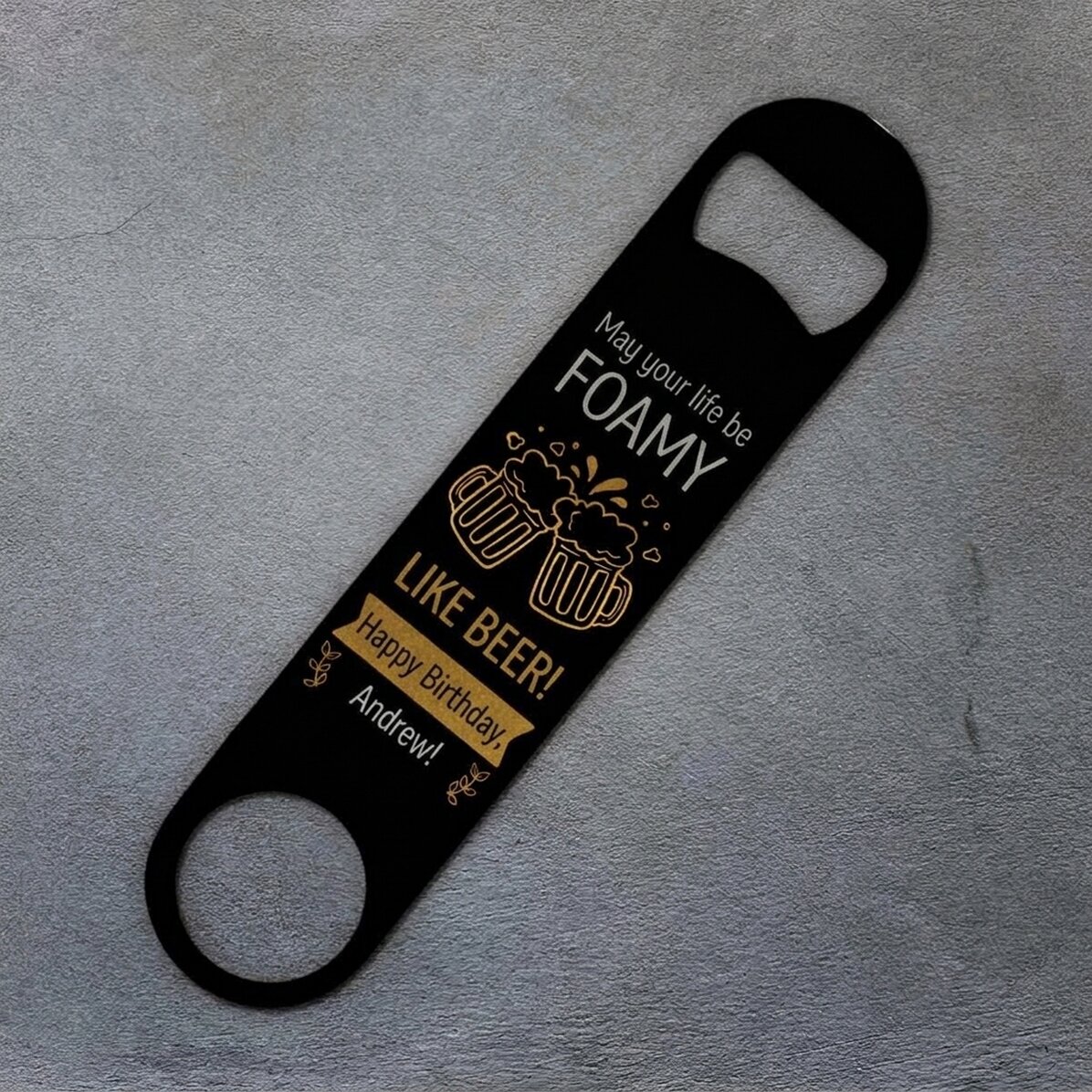 Personalised beer opener with text - Happy Birthday!