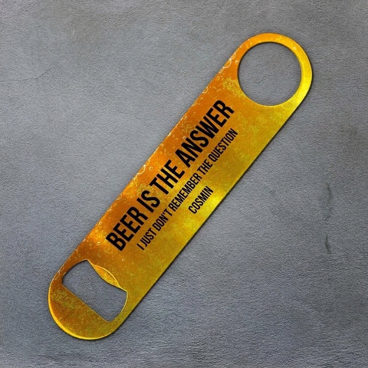 Personalised beer opener with message - Beer is the answer