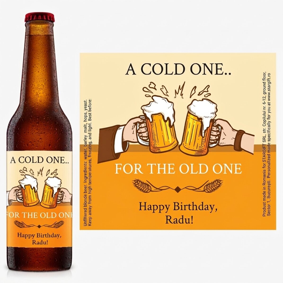 Personalised beer with text - A Cold One...for the Old One