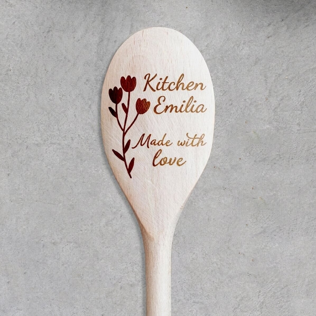 Personalised wooden spoon - Flowers