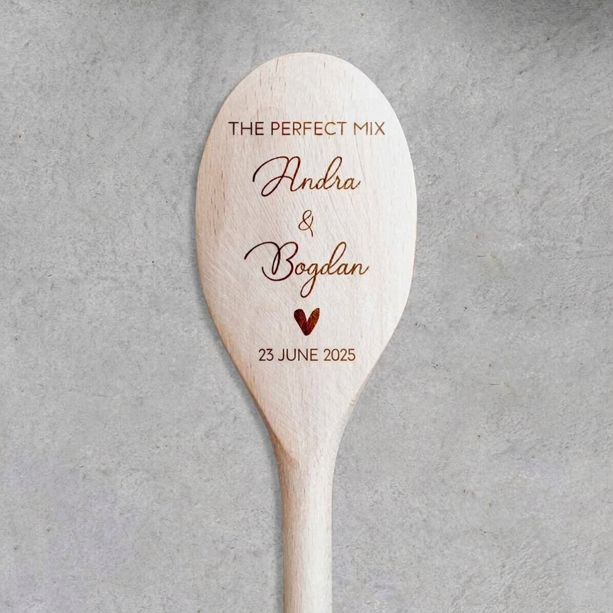 Personalised wooden spoon with text - The Perfect Mix