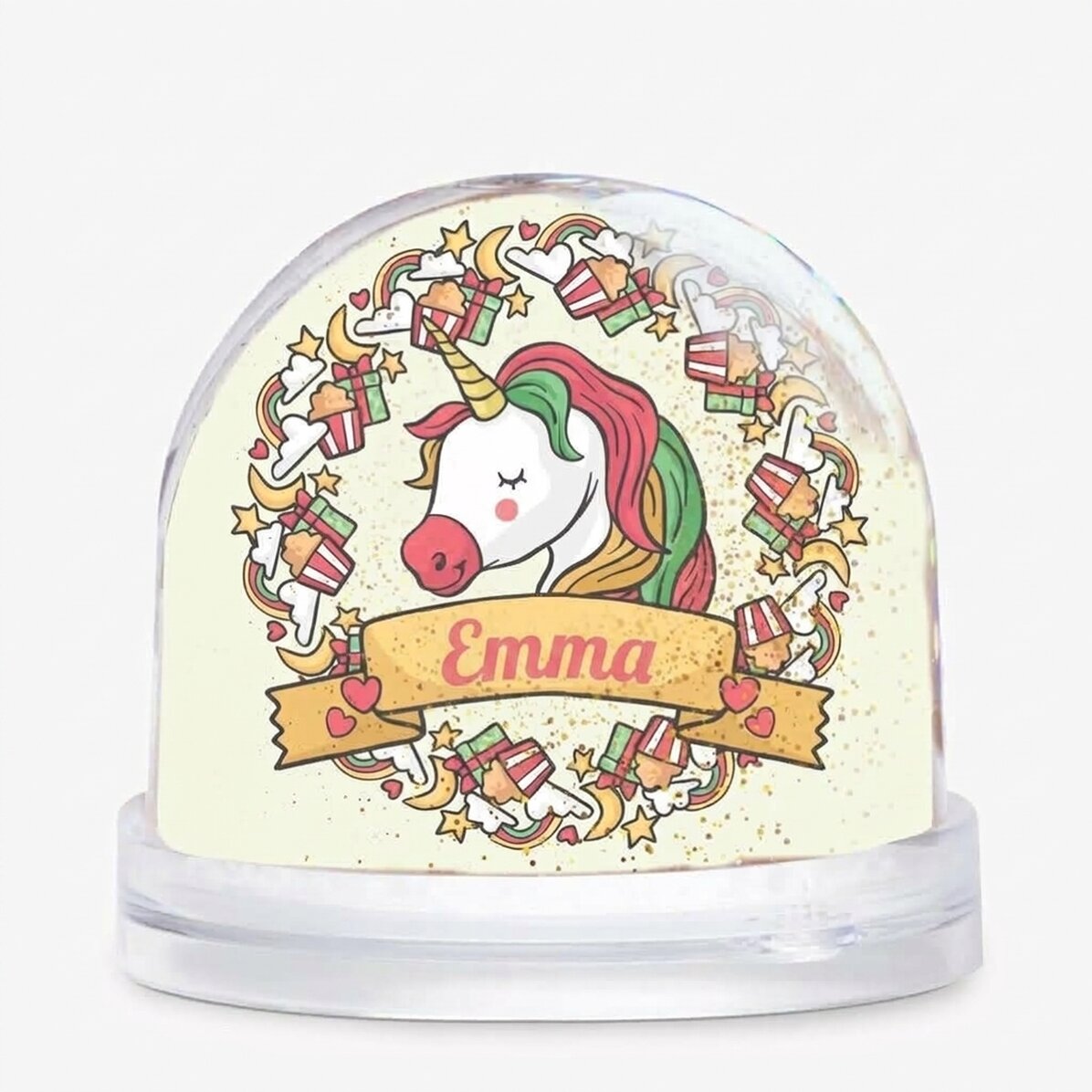 Personalised desk globe with photo and text - Birthday Unicorn