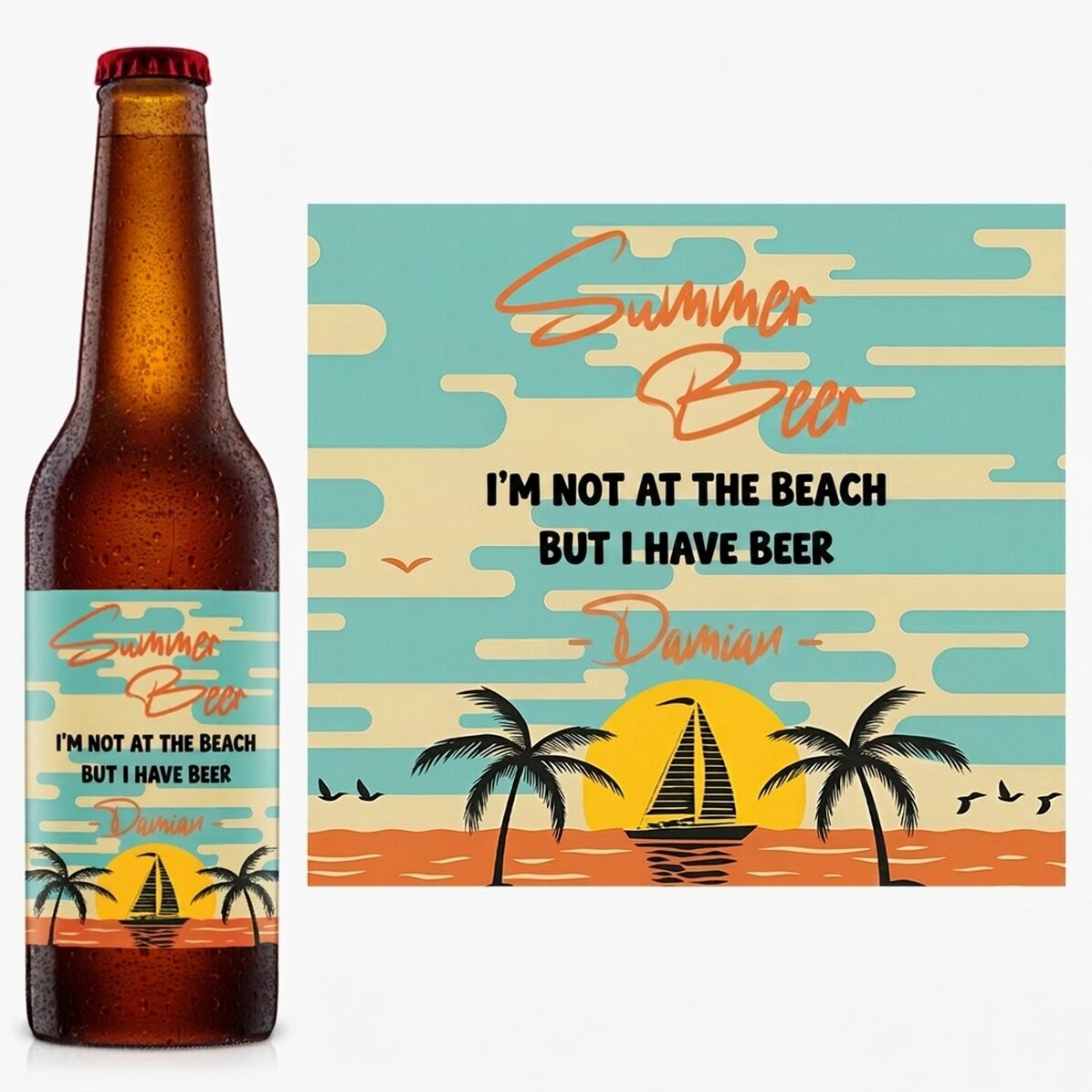 Personalised beer with text - Summer vibes