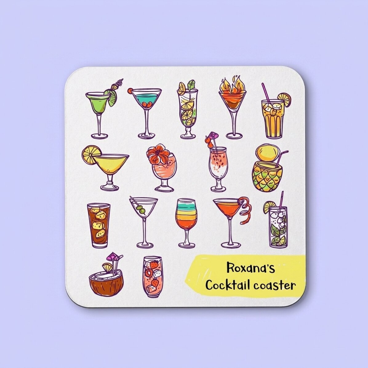 Personalised glass holder with text - Cocktails