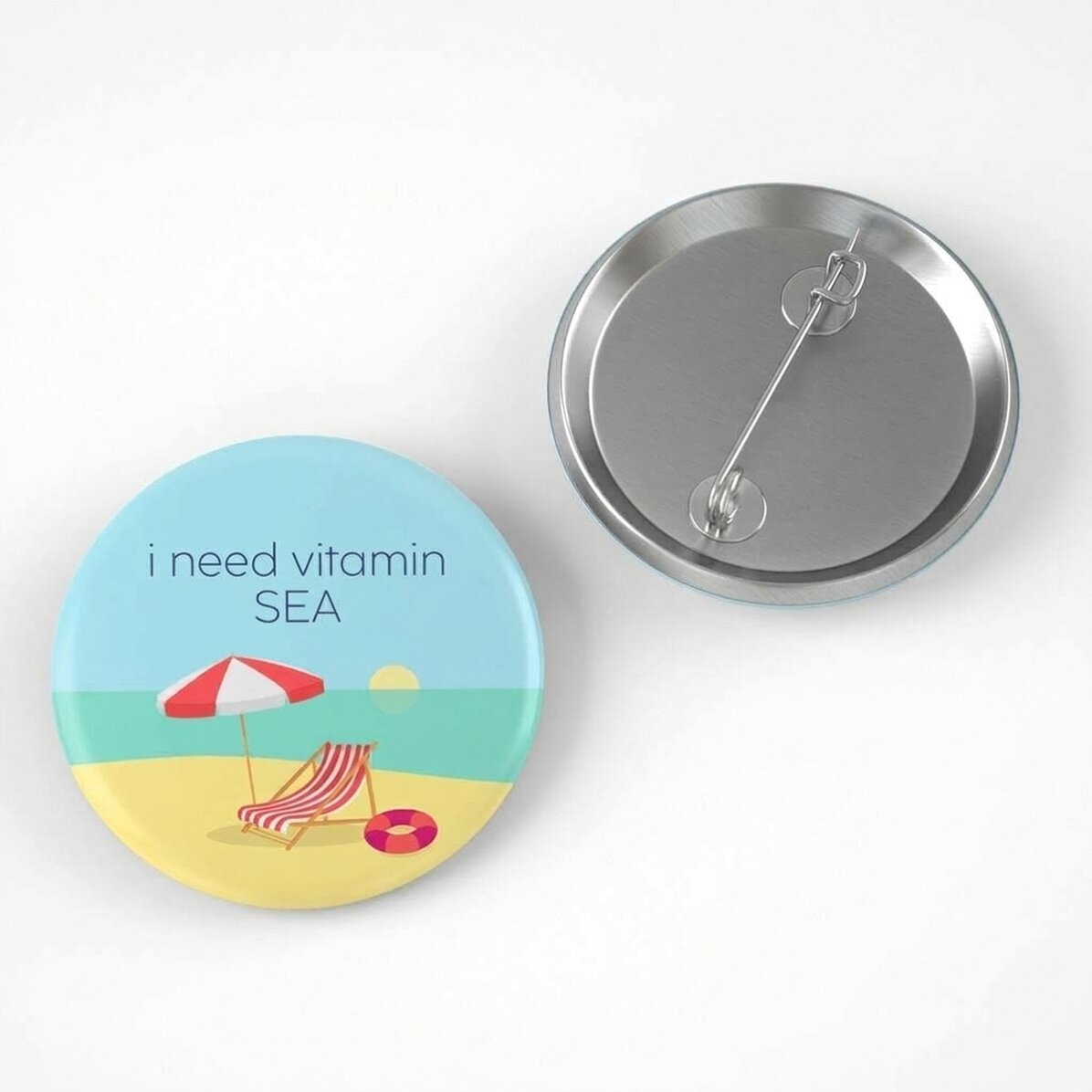 Personalised badge with message - Beach time