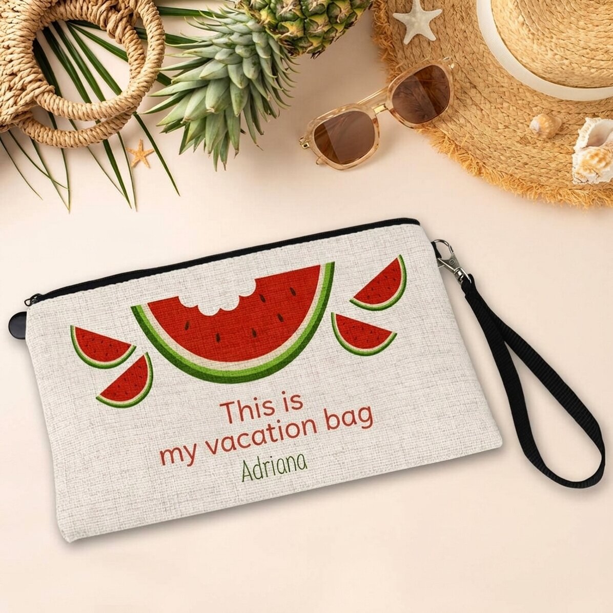 Personalised accessory bag with text - Watermelon