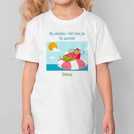 Personalised cotton T-shirt for children with message - Holiday