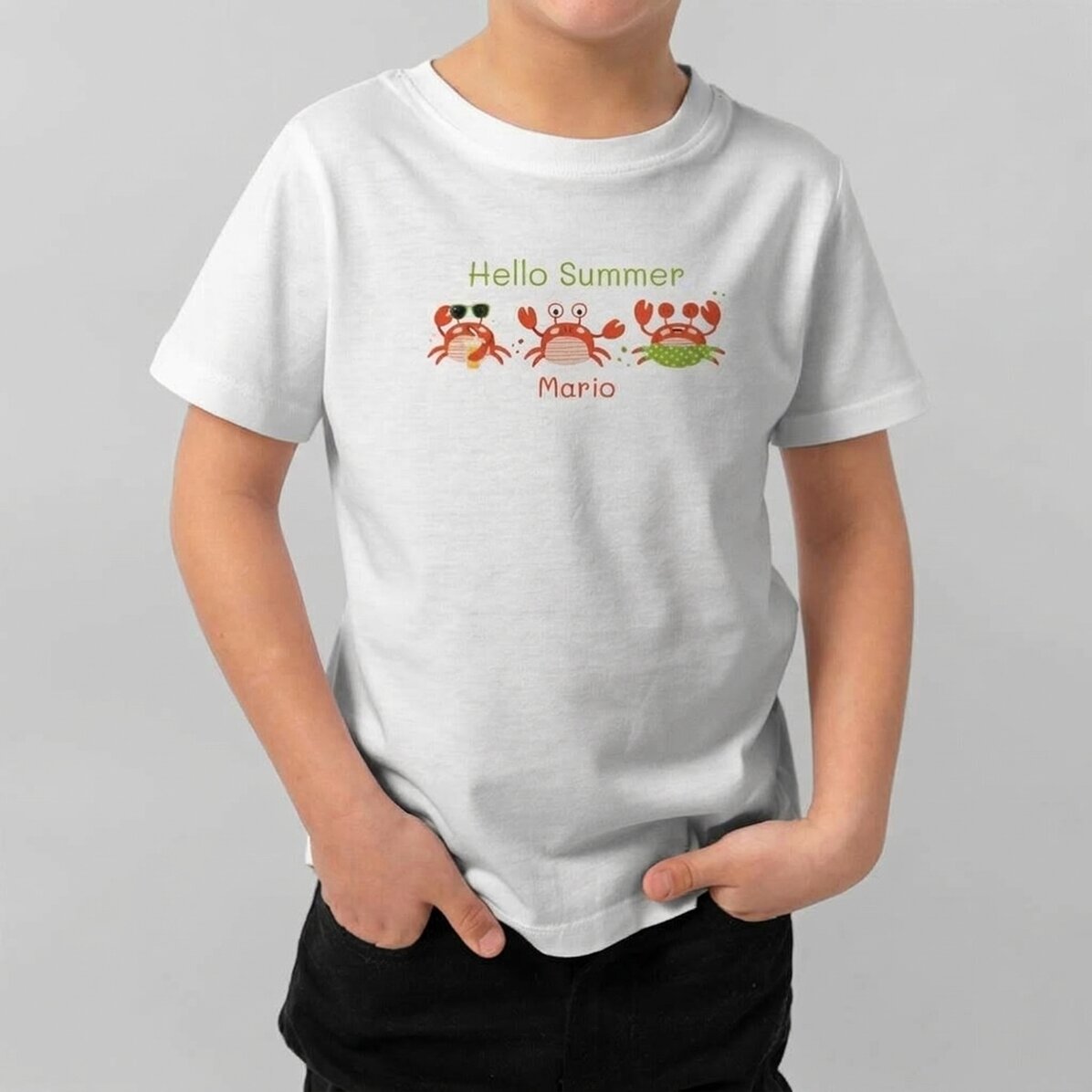 Customised cotton T-shirt for children with text - Hello Summer