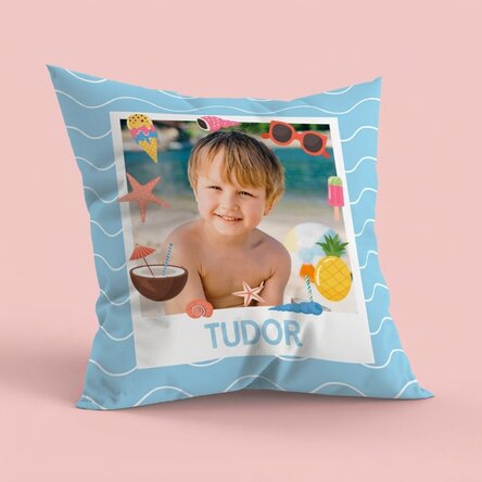 Personalised cushion with a photo and name - Summer