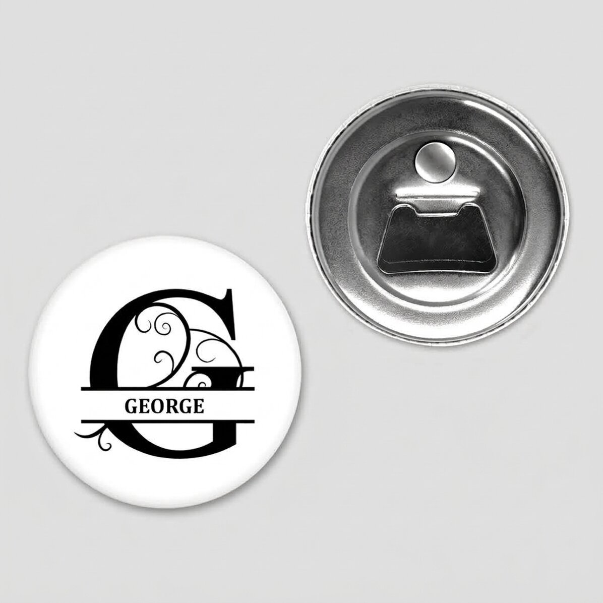 Personalised bottle opener with monogram and name