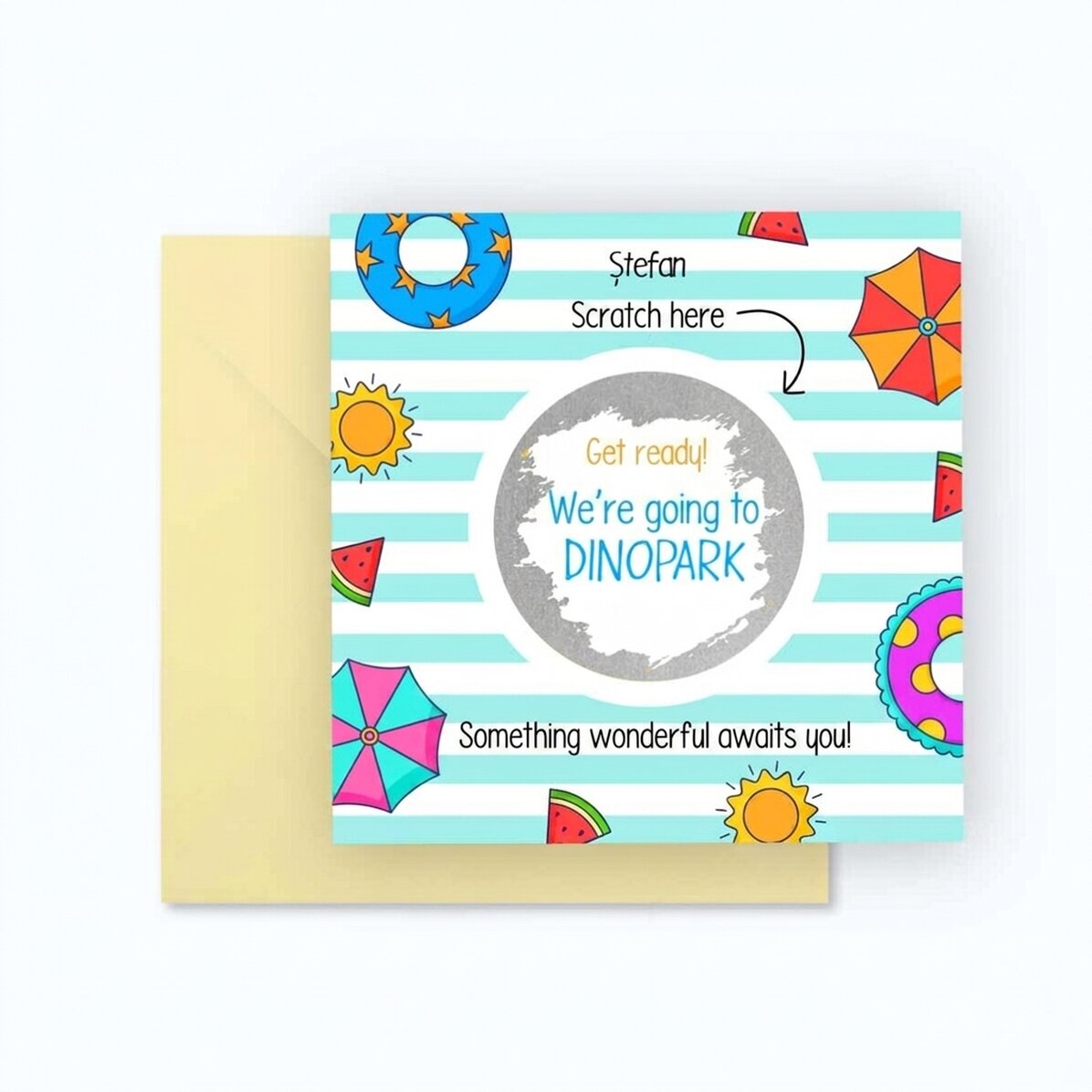 Personalised scratch card with message - Summer holiday