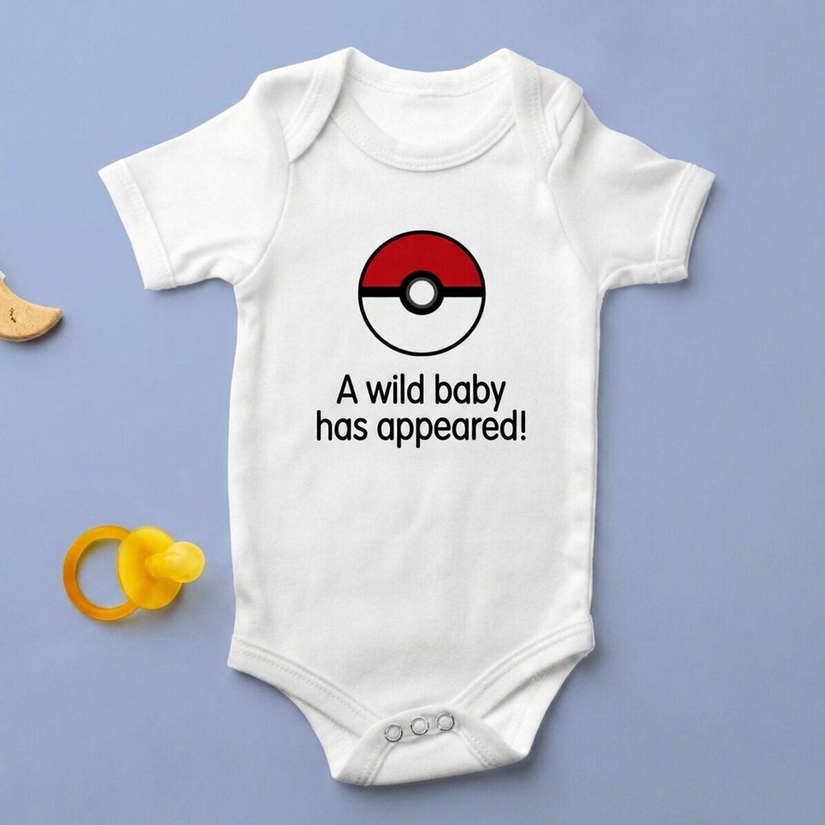 Personalised baby bodysuit with text - Pokeball