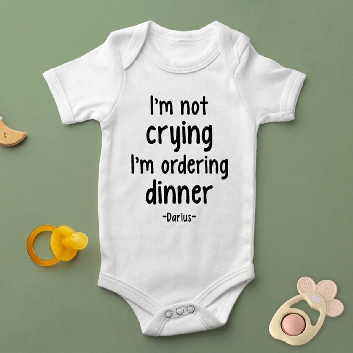 Personalised baby bodysuit with text - Dinner