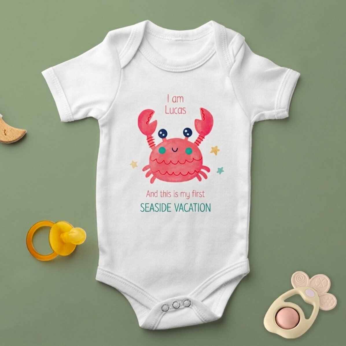 Personalised baby bodysuit with text - My first holiday