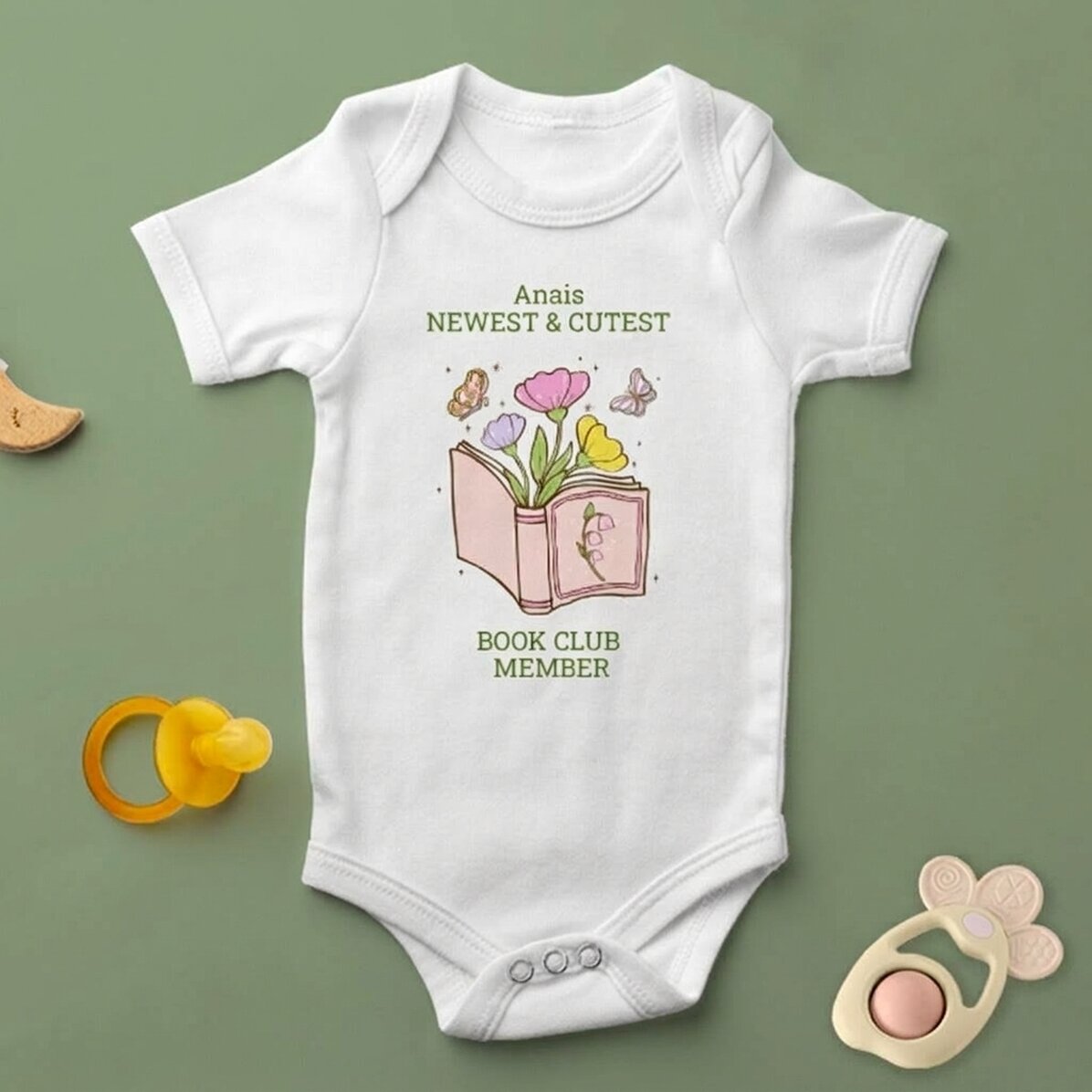 Personalised baby bodysuit with text - Books