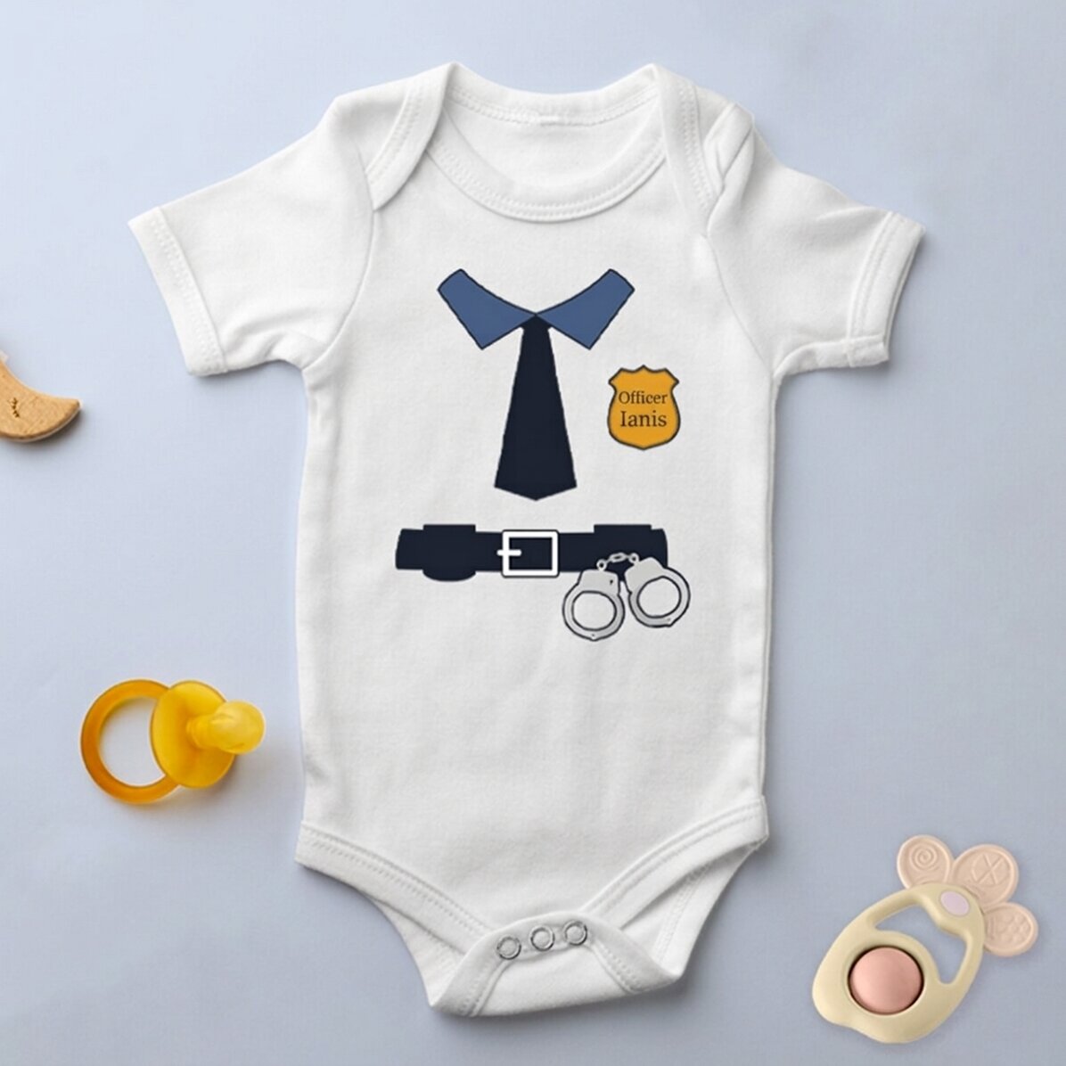 Personalised baby bodysuit with text - Policeman