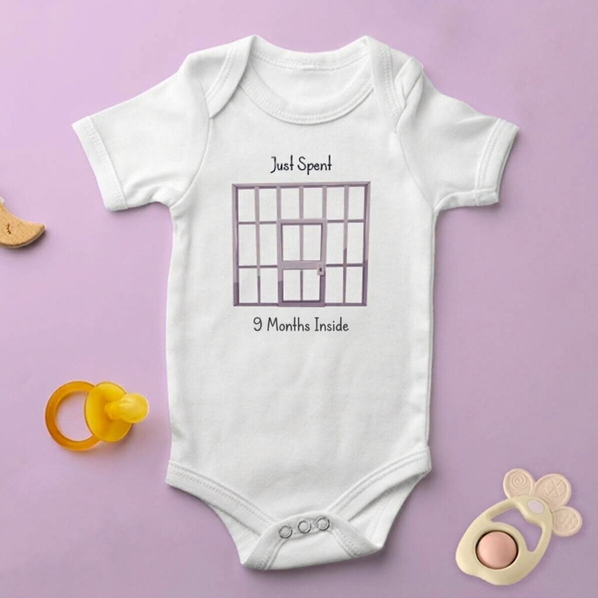Personalised baby bodysuit with text - 9 Months