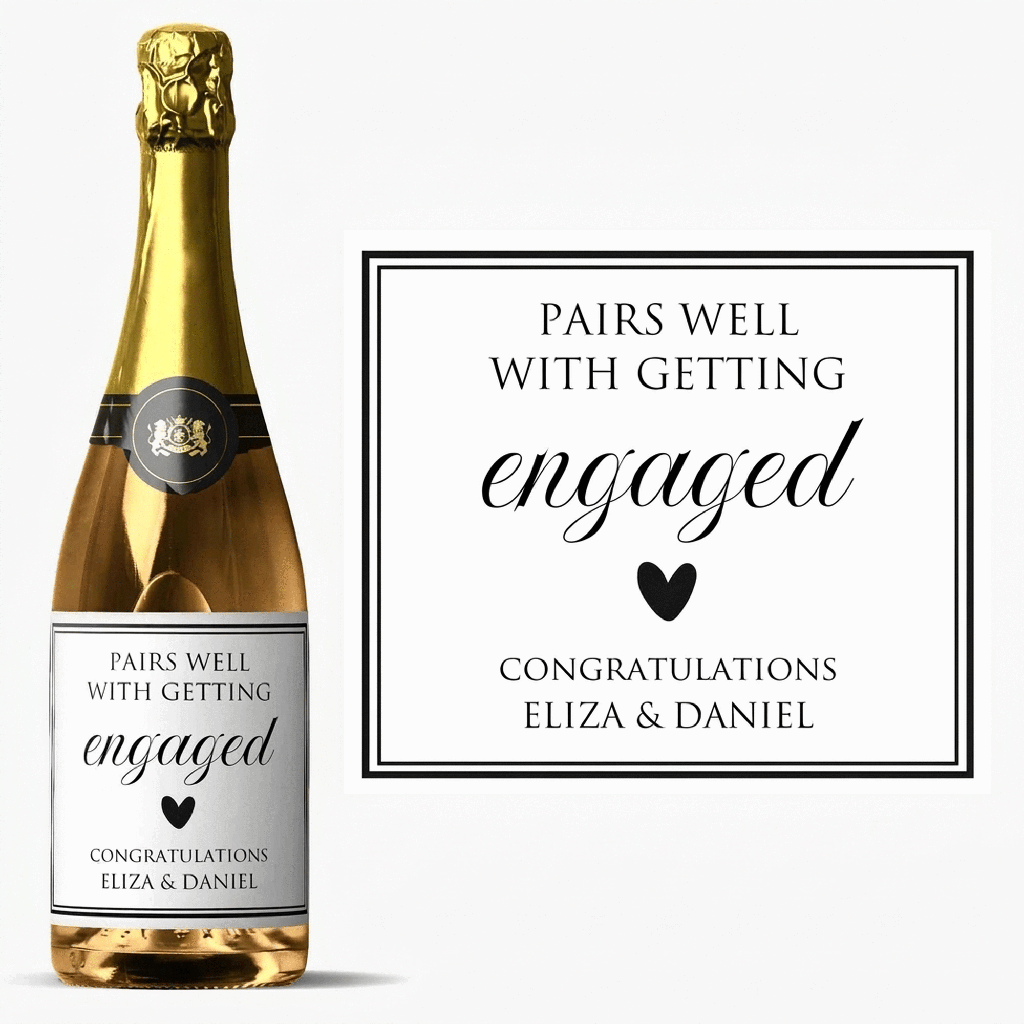 Personalised sparkling wine with text - Heart