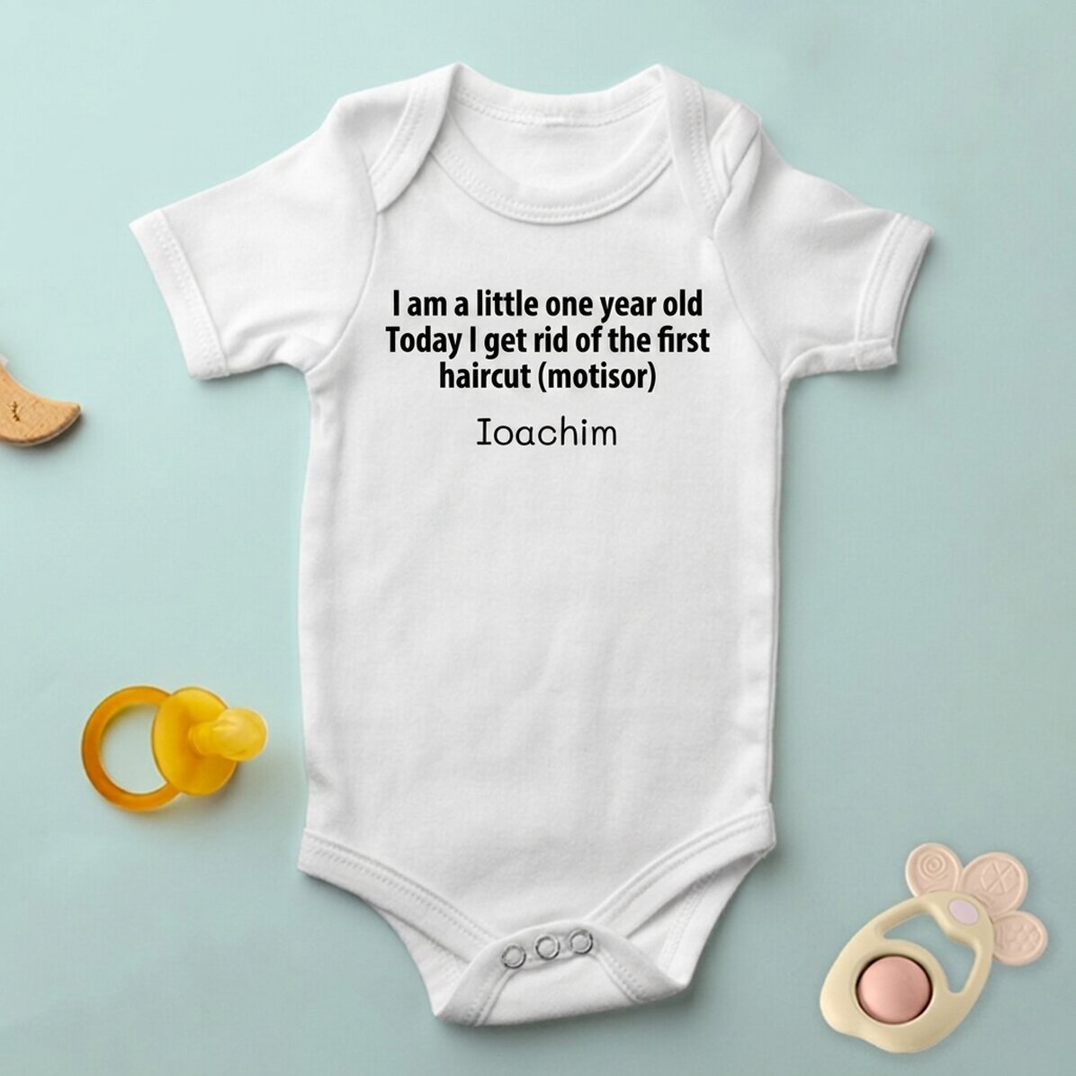 Personalised baby bodysuit with text - Mot Cut