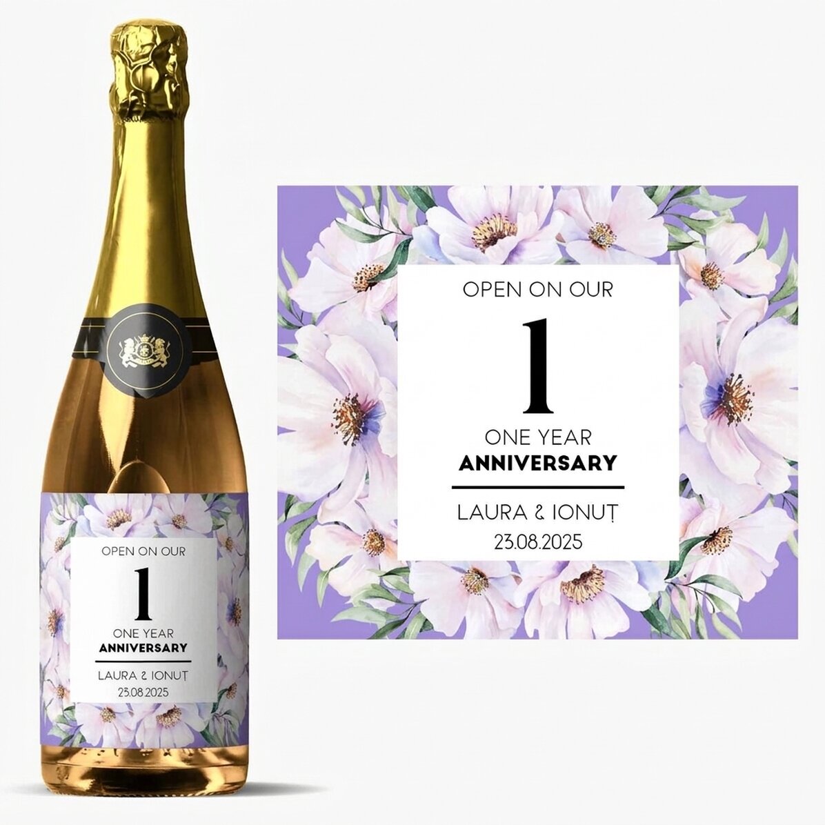 Personalised sparkling wine with text - Anniversary