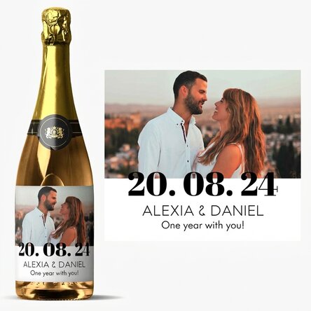 Personalised sparkling wine with a photo and text - Anniversary