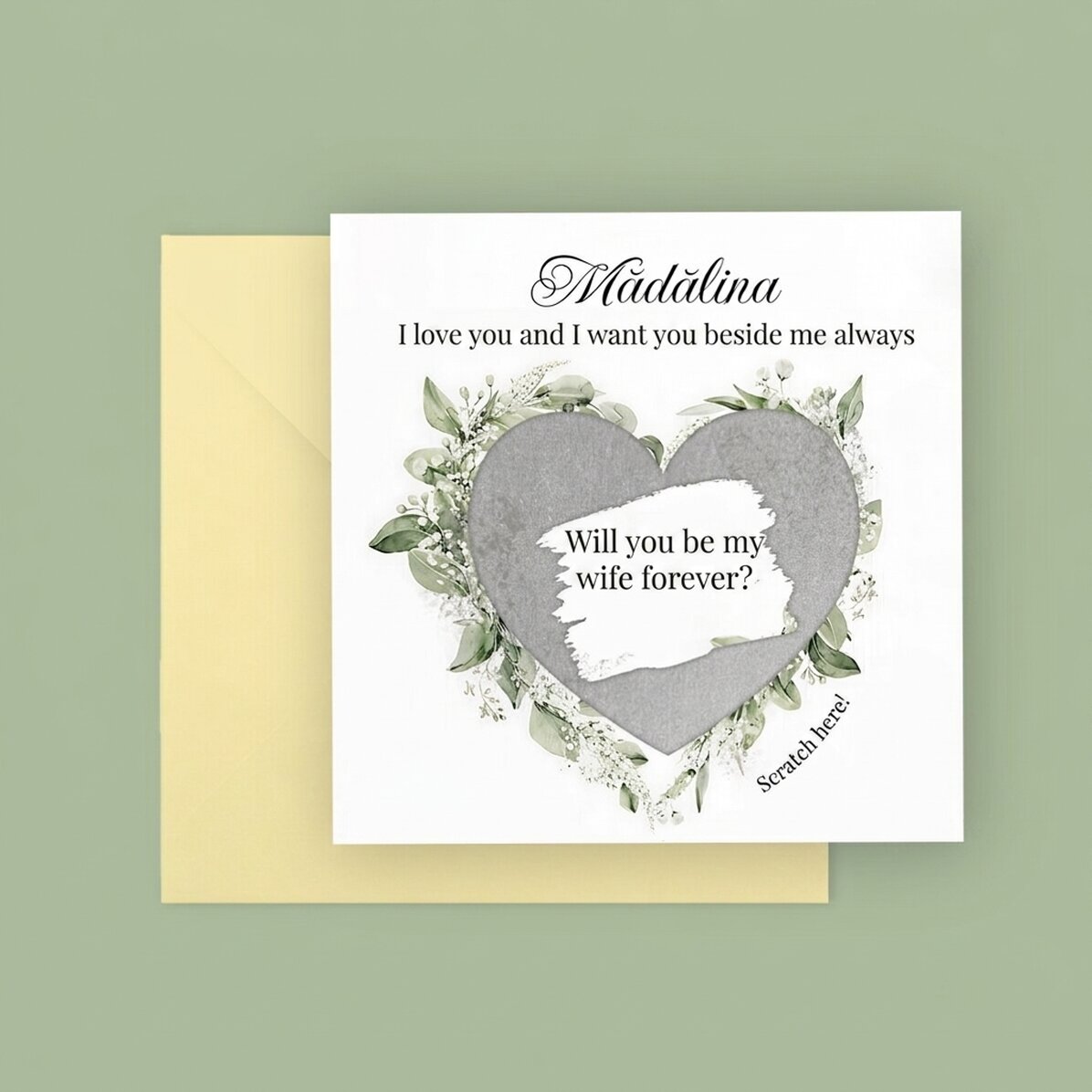 Personalised scratch card with message - Marriage proposal