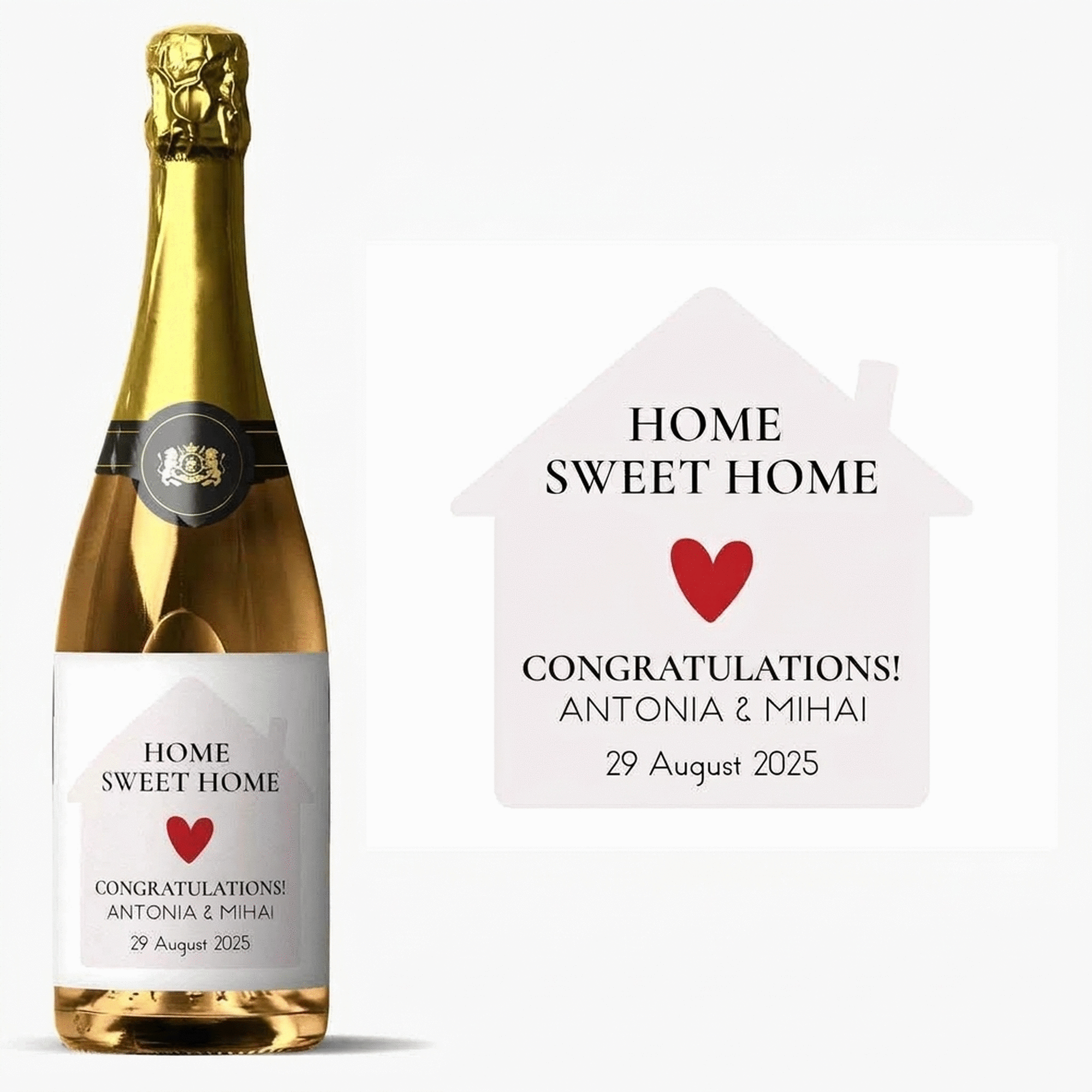 Personalised sparkling wine with message - Home