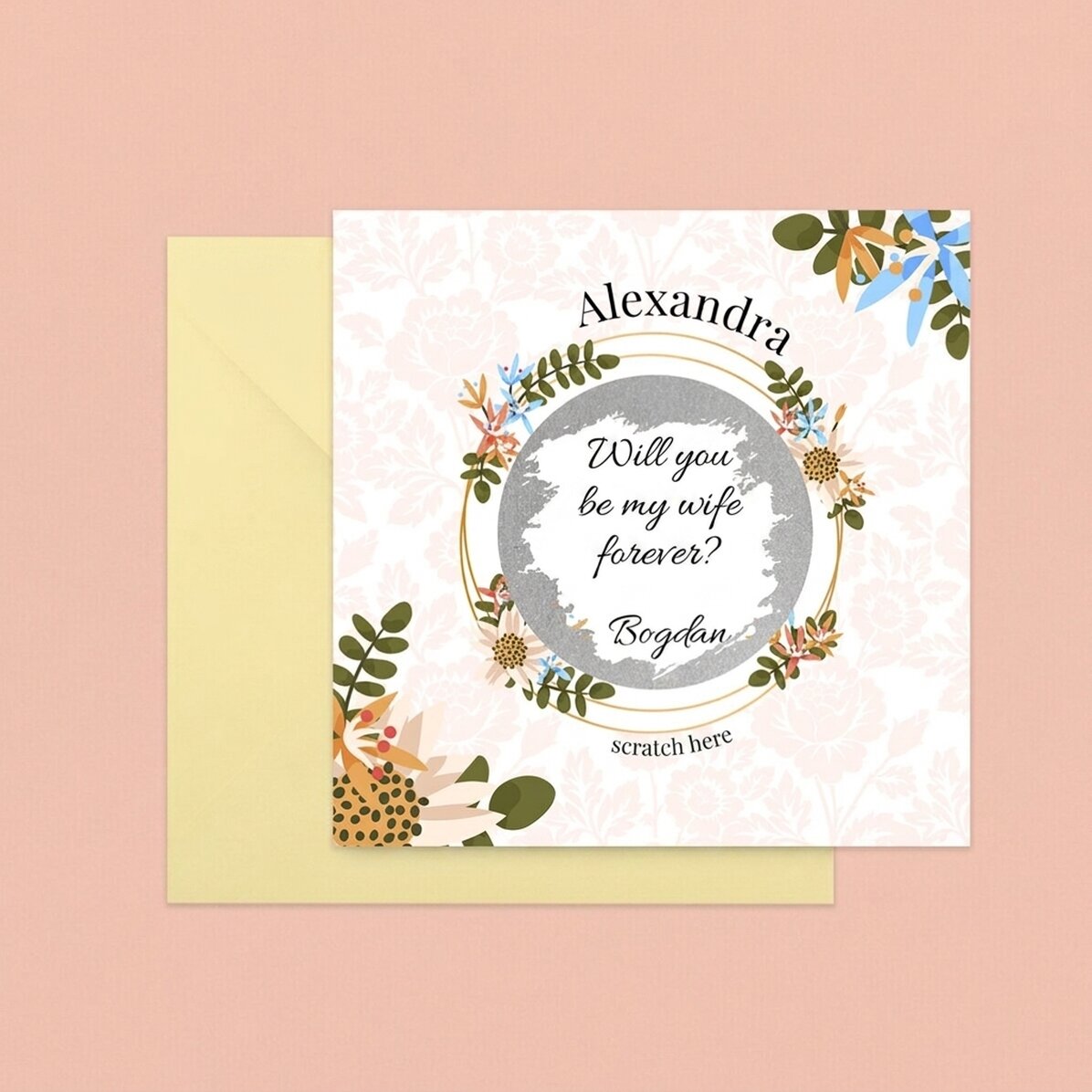 Personalised scratch card with message - Flower proposal