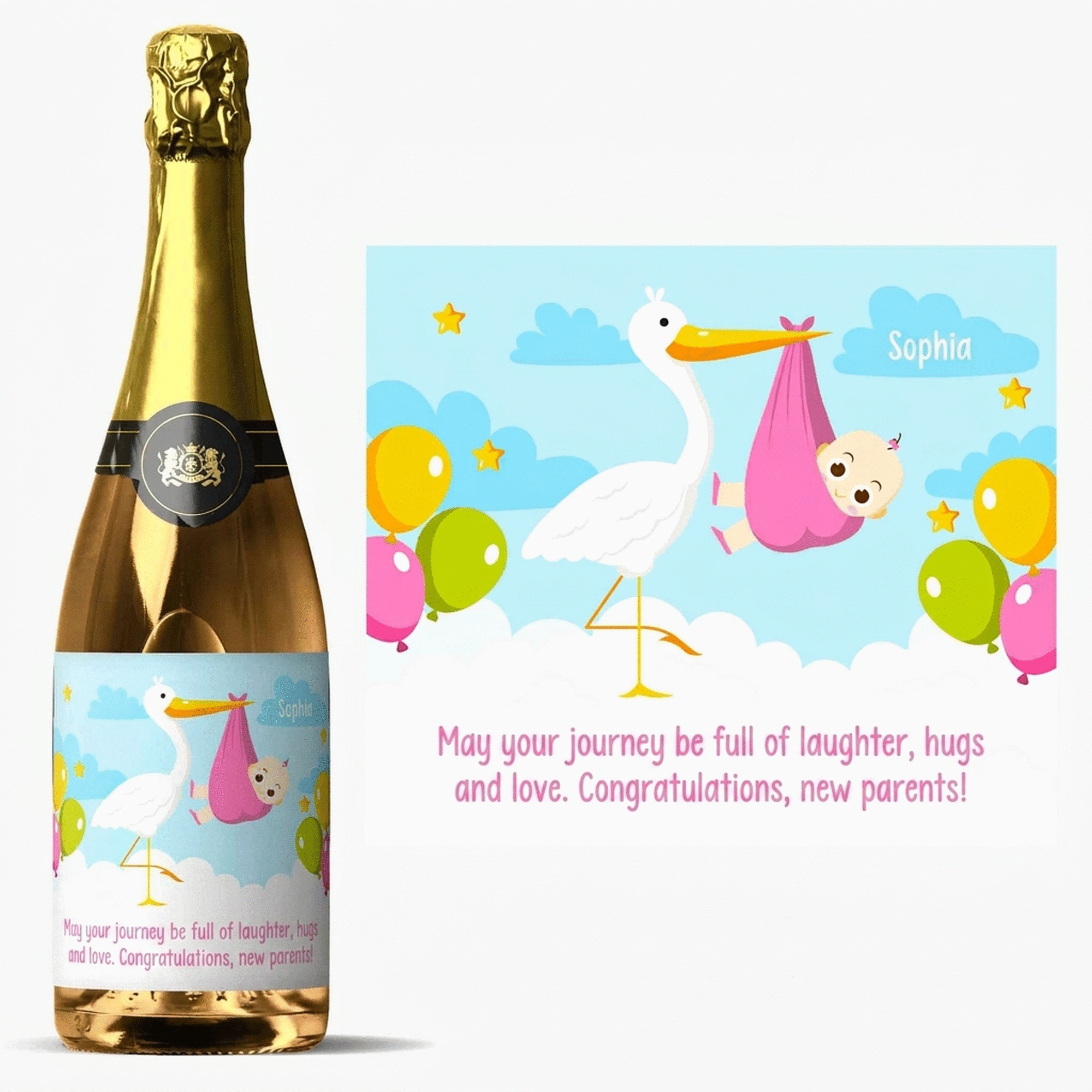Personalised sparkling wine with message - Congratulations