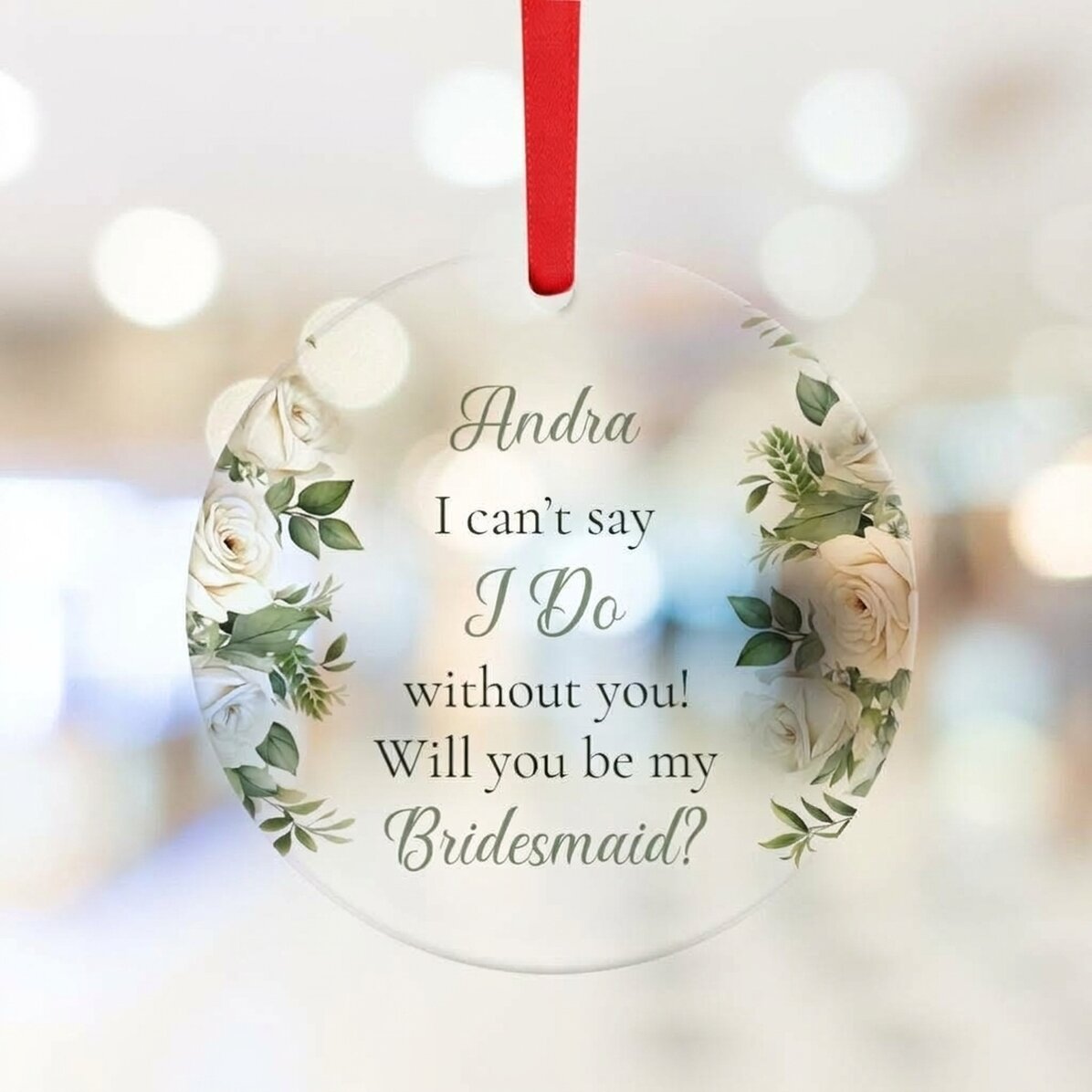 Personalised round ornament with text - Bridesmaid