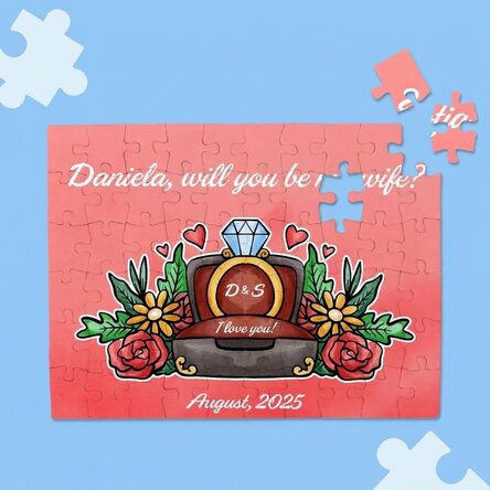 Personalised puzzle with text - Engagement ring