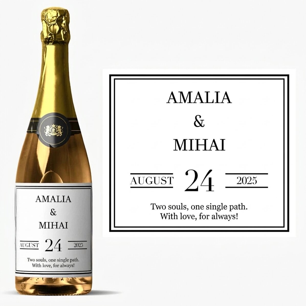 Personalised sparkling wine with text - Wedding