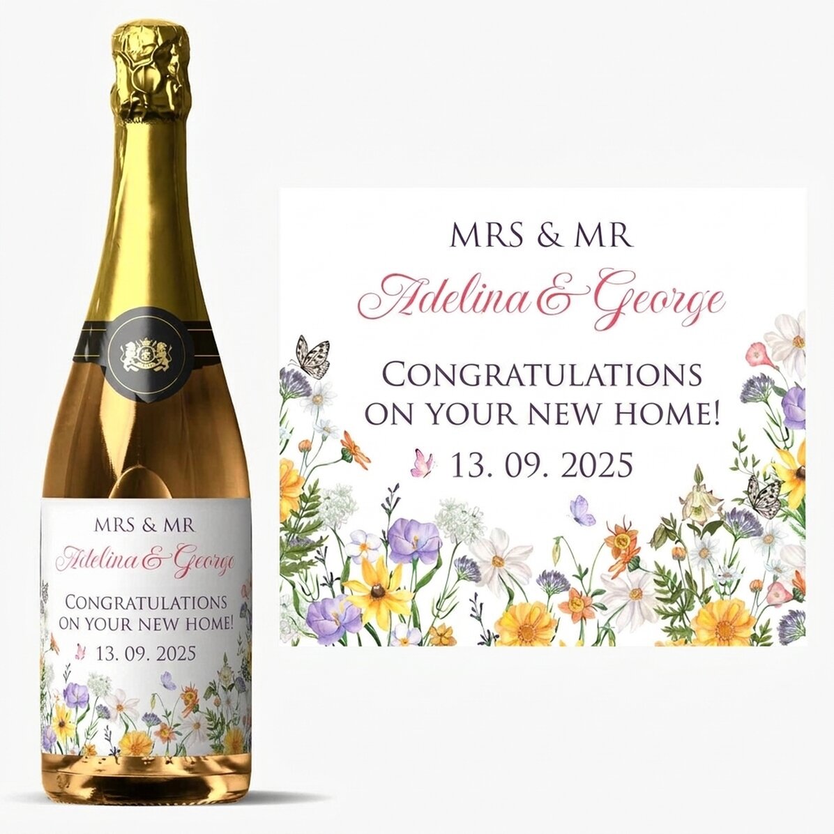 Personalised sparkling wine with text - Wedding