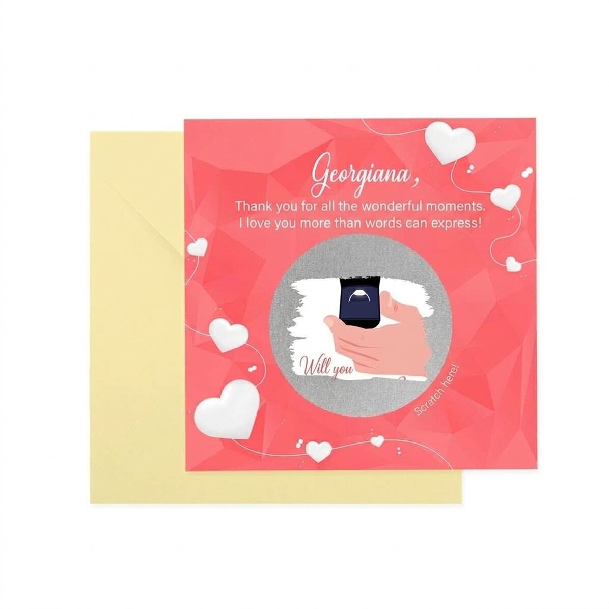 Personalised scratch card with text - Marriage proposal