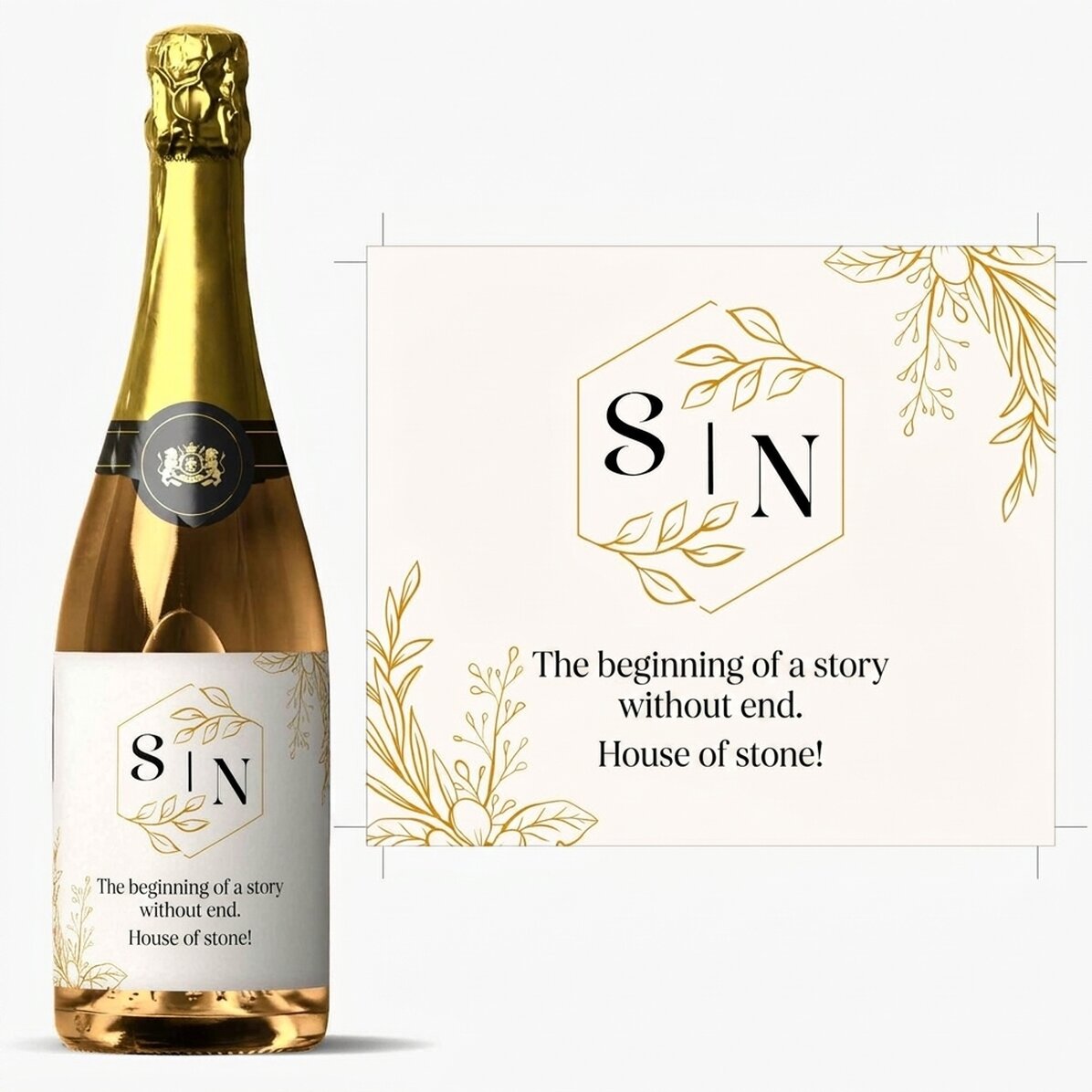 Personalised sparkling wine with message - Wedding