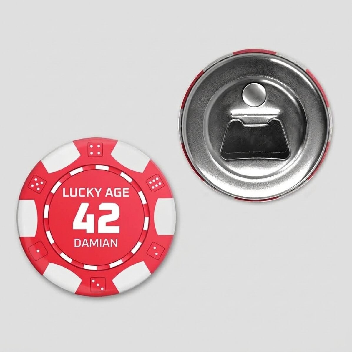 Personalised bottle opener with message - Poker Chip