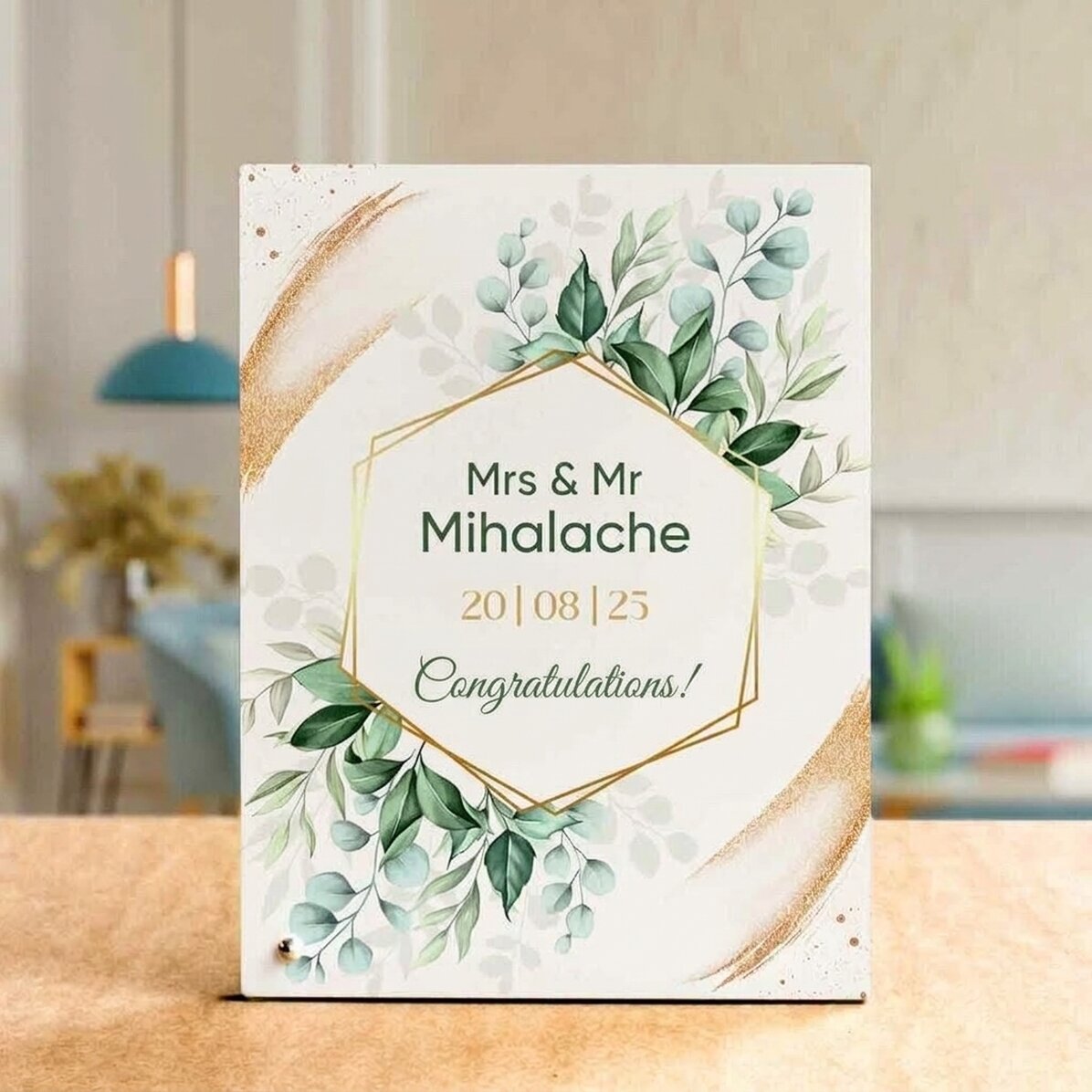 Personalised desk photo frame with text - Wedding