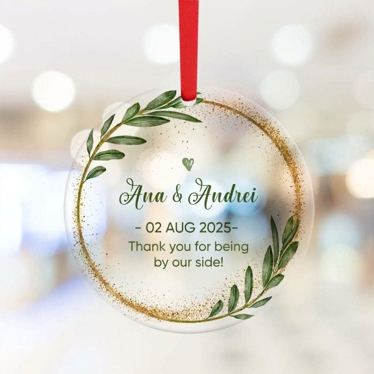 Personalised round ornament with text - Marturie