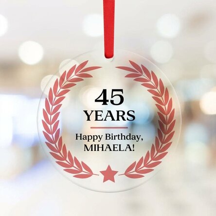 Personalised round ornament with text - Happy Birthday!