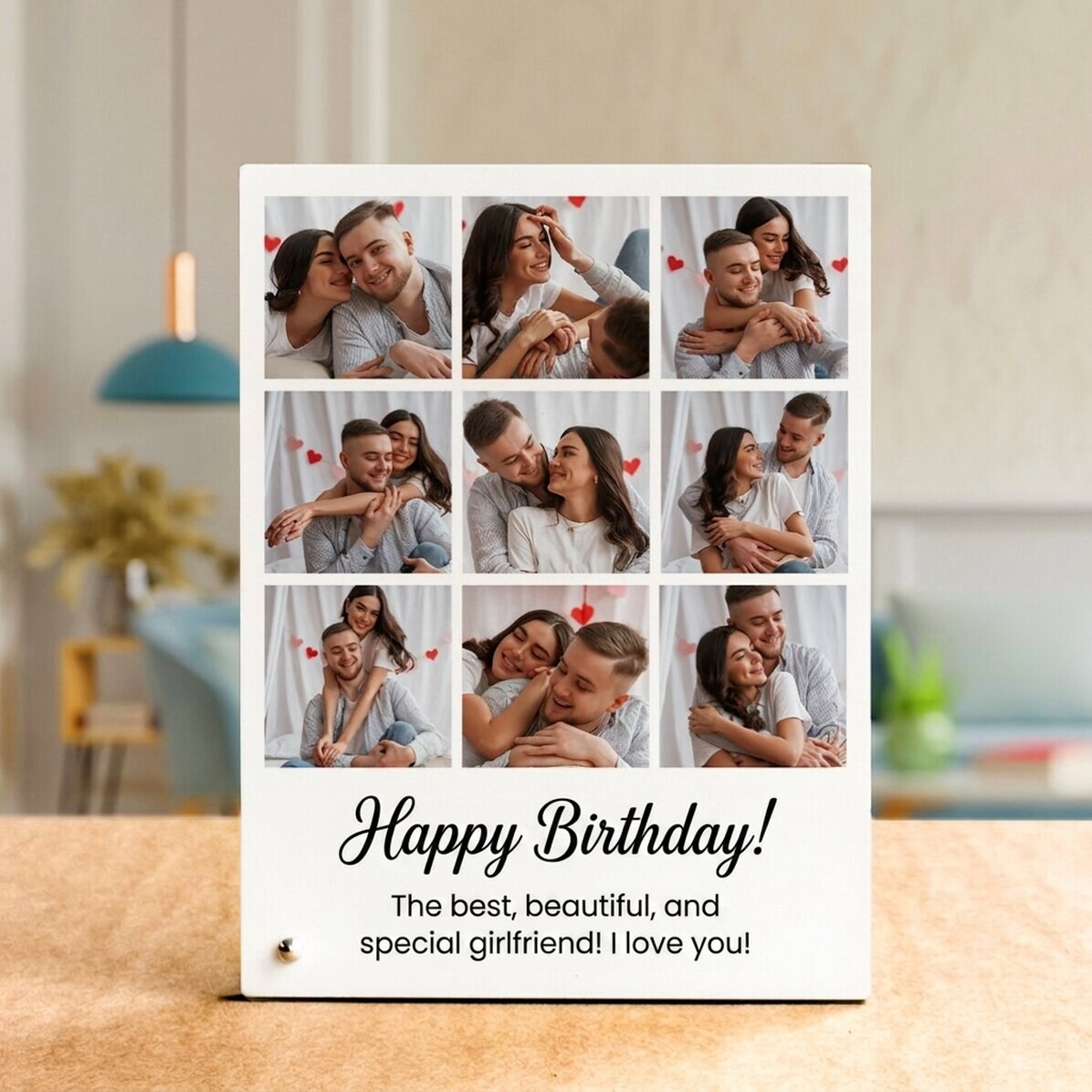 Personalised desk photo frame with 9 photos and text - Memories