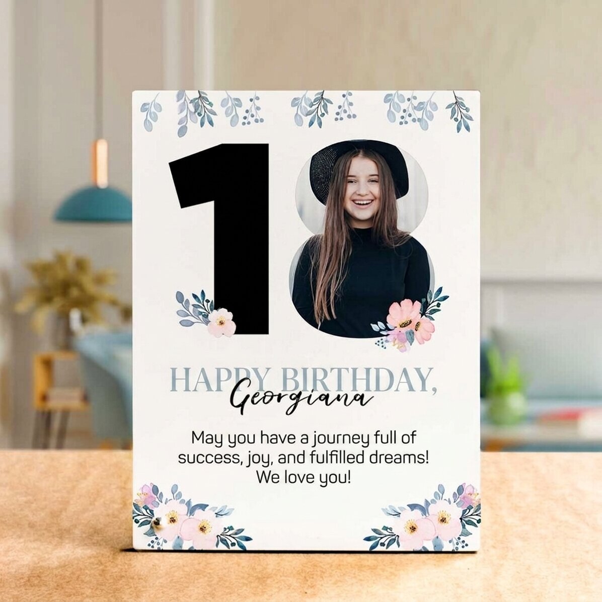 Personalised desk photo frame with text and a photo - Majorat