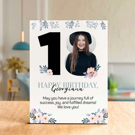 Personalised desk photo frame with text and a photo - Majorat