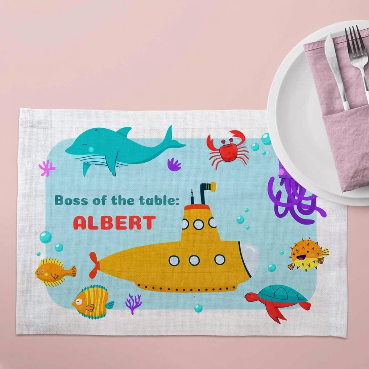 Personalised plate holder with text - Ocean