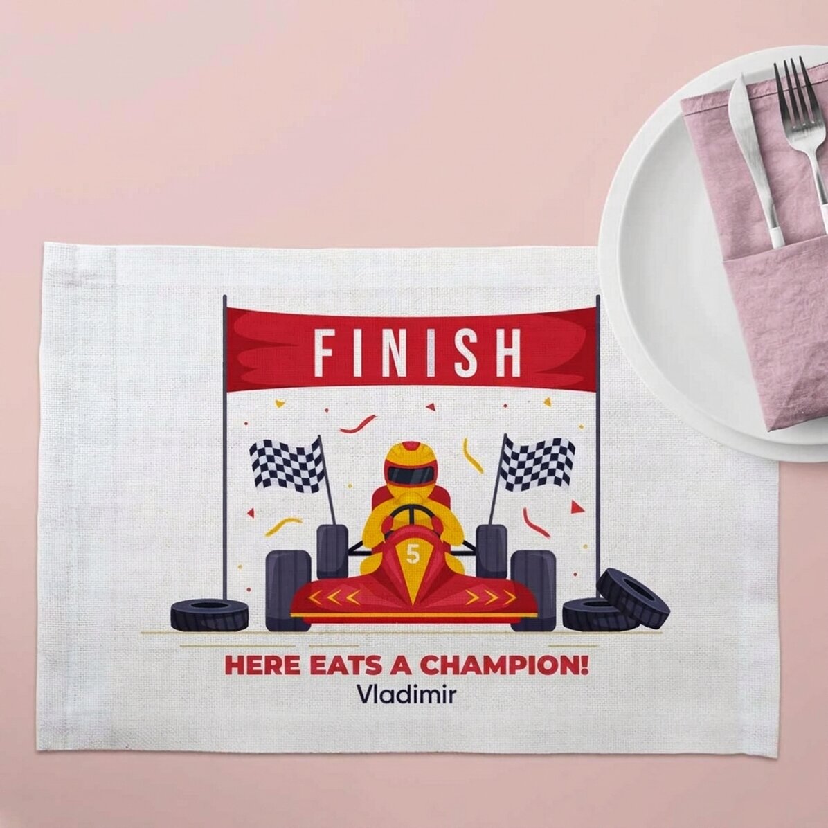 Personalised plate holder with text - Champion