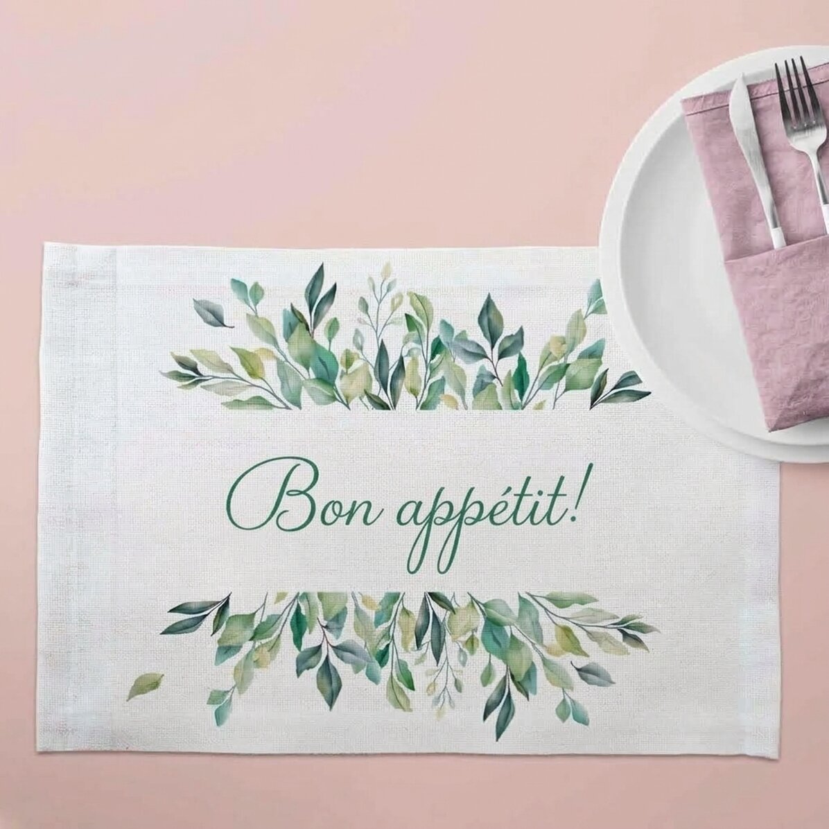 Personalised plate holder with text - Bon appétit!