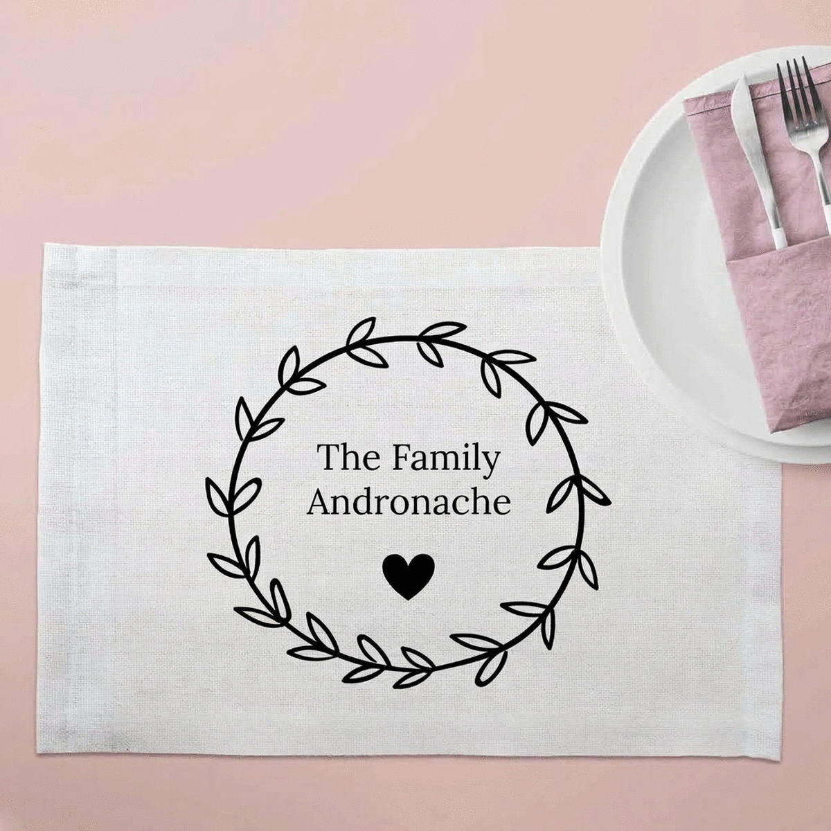 Personalised plate holder with text - Heart