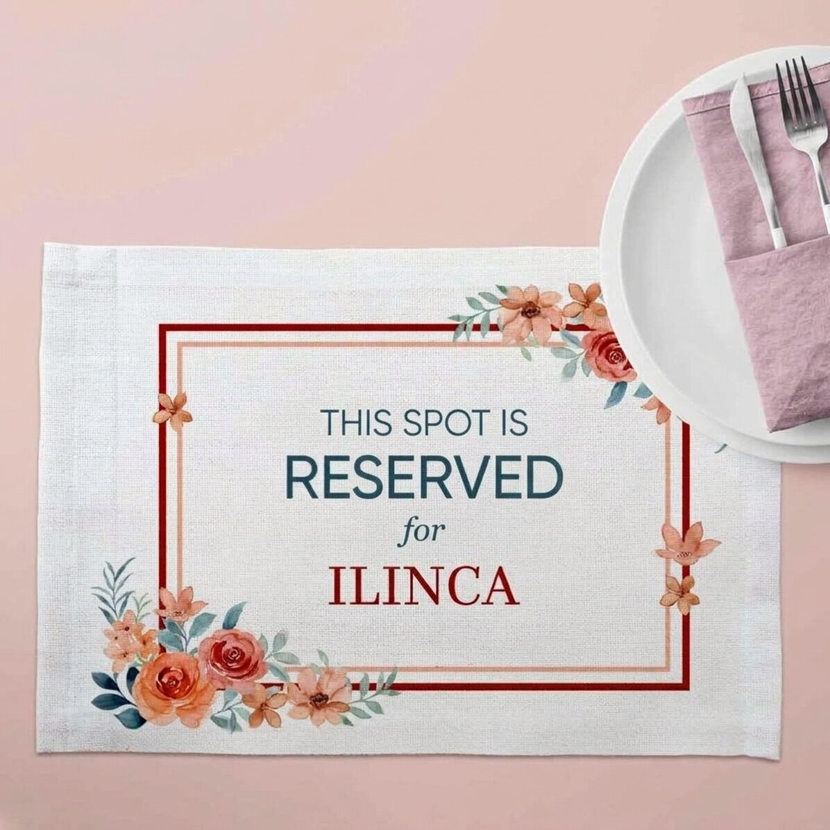 Personalised plate holder with text - Reserved